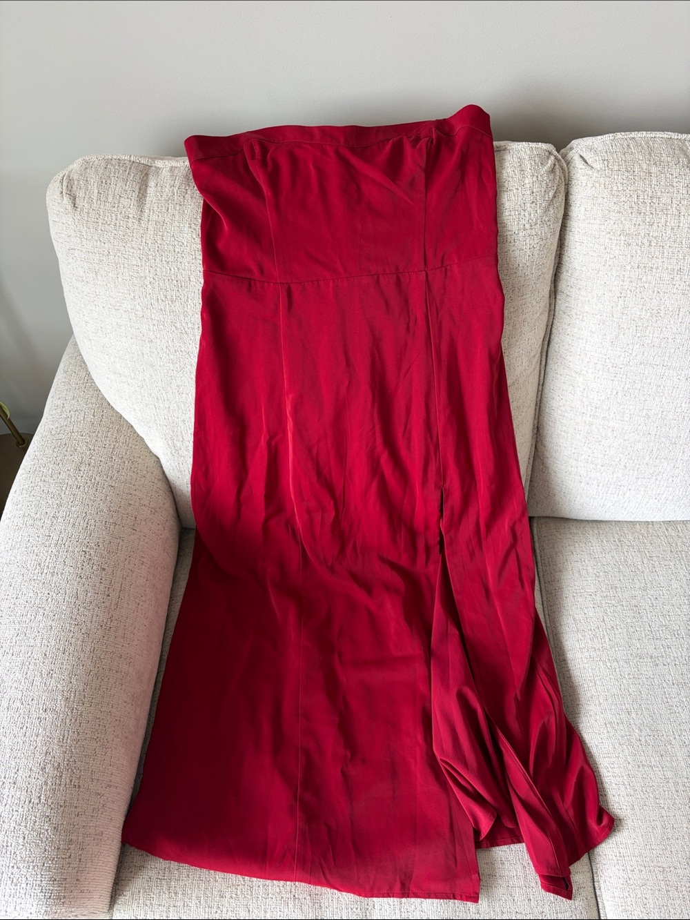 Abercrombie & Fitch Strapless Midi Dress in Crimson Red